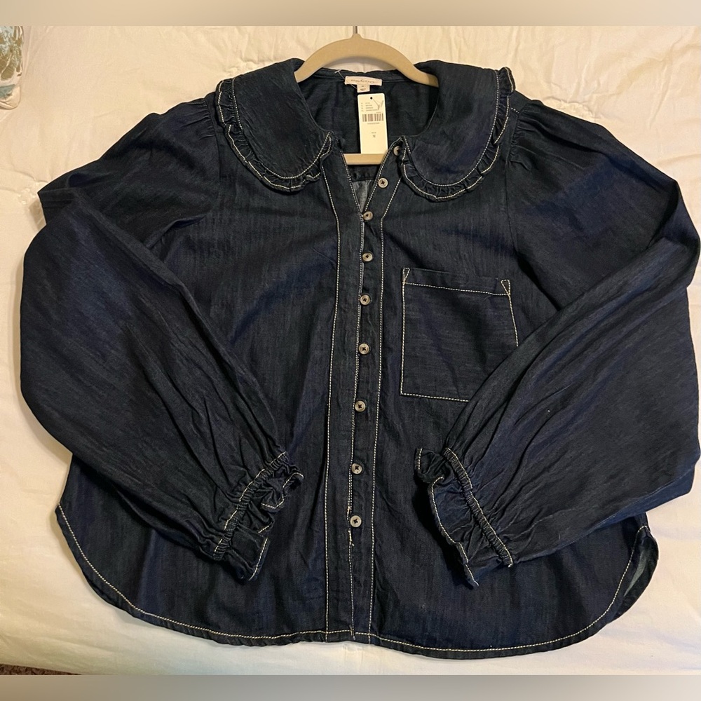 NWT Anthropologie Pilcro Keira Denim Long Sleeved Blouse Size M - Picture 5 of 8